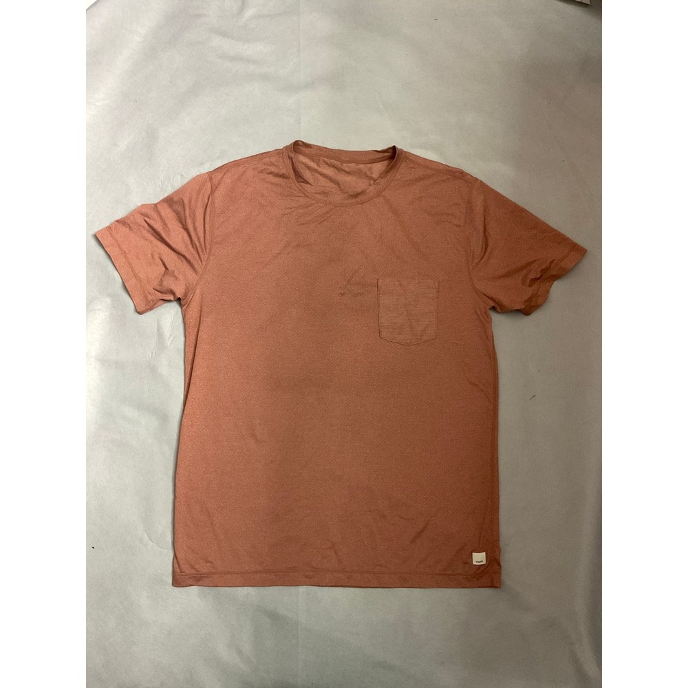 Vuori Strato Tech Tee Mens Terracotta Performance Pocket T-Shirt Large